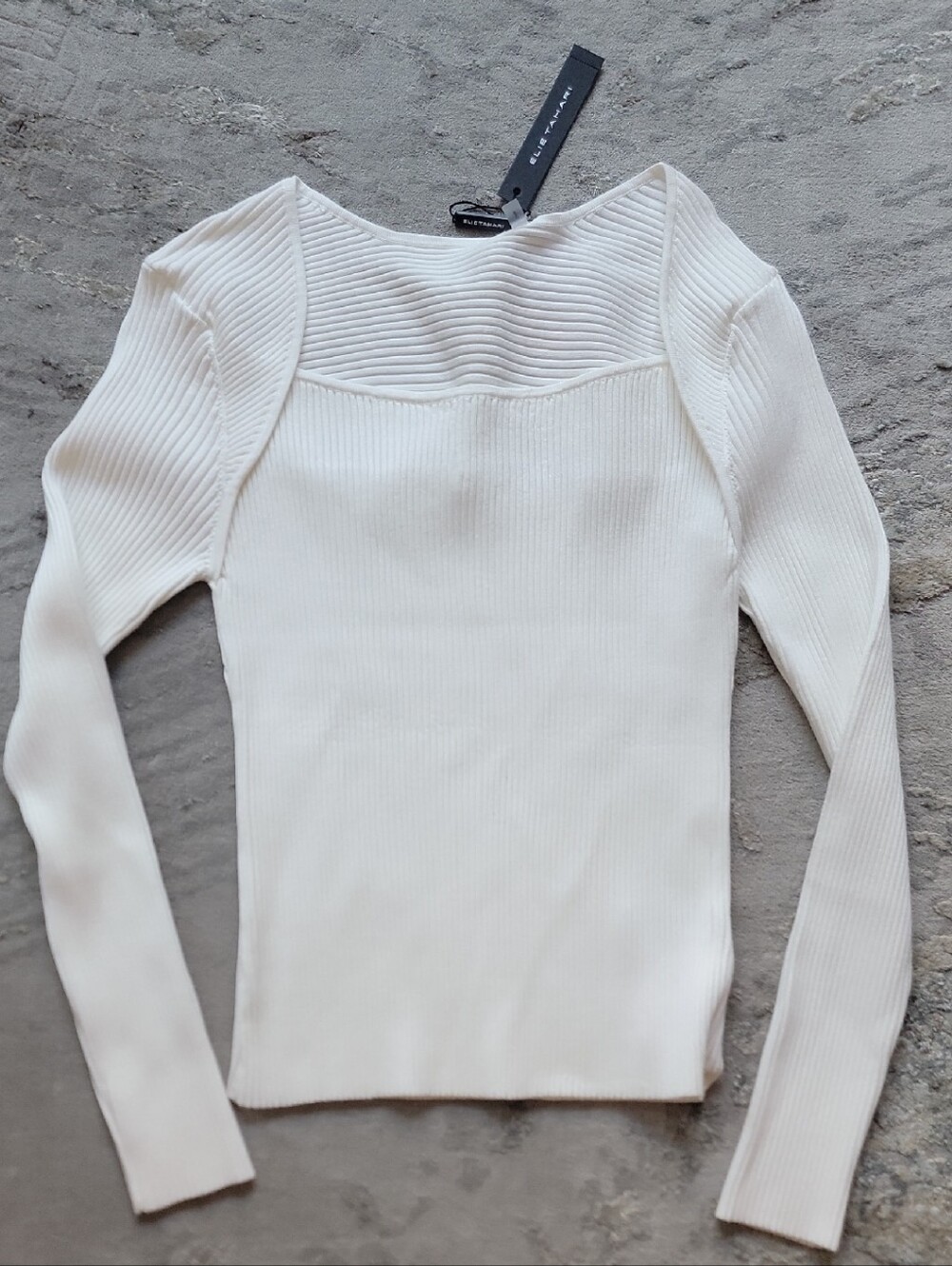 Elie Tahari Ribbed Long-Sleeve Sweater